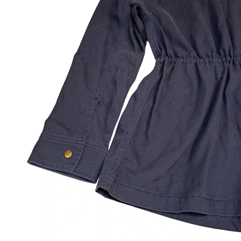 Old Navy Field Jacket Womens L Blue Chore Zip Up Twill Waist Tie Outdoor Utility
